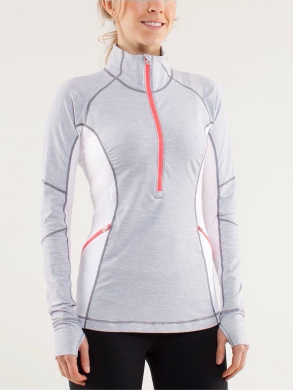 lululemon athletica Run: Wild Half-Zip Pullover - Gray w/ Pink Accents - Size 4